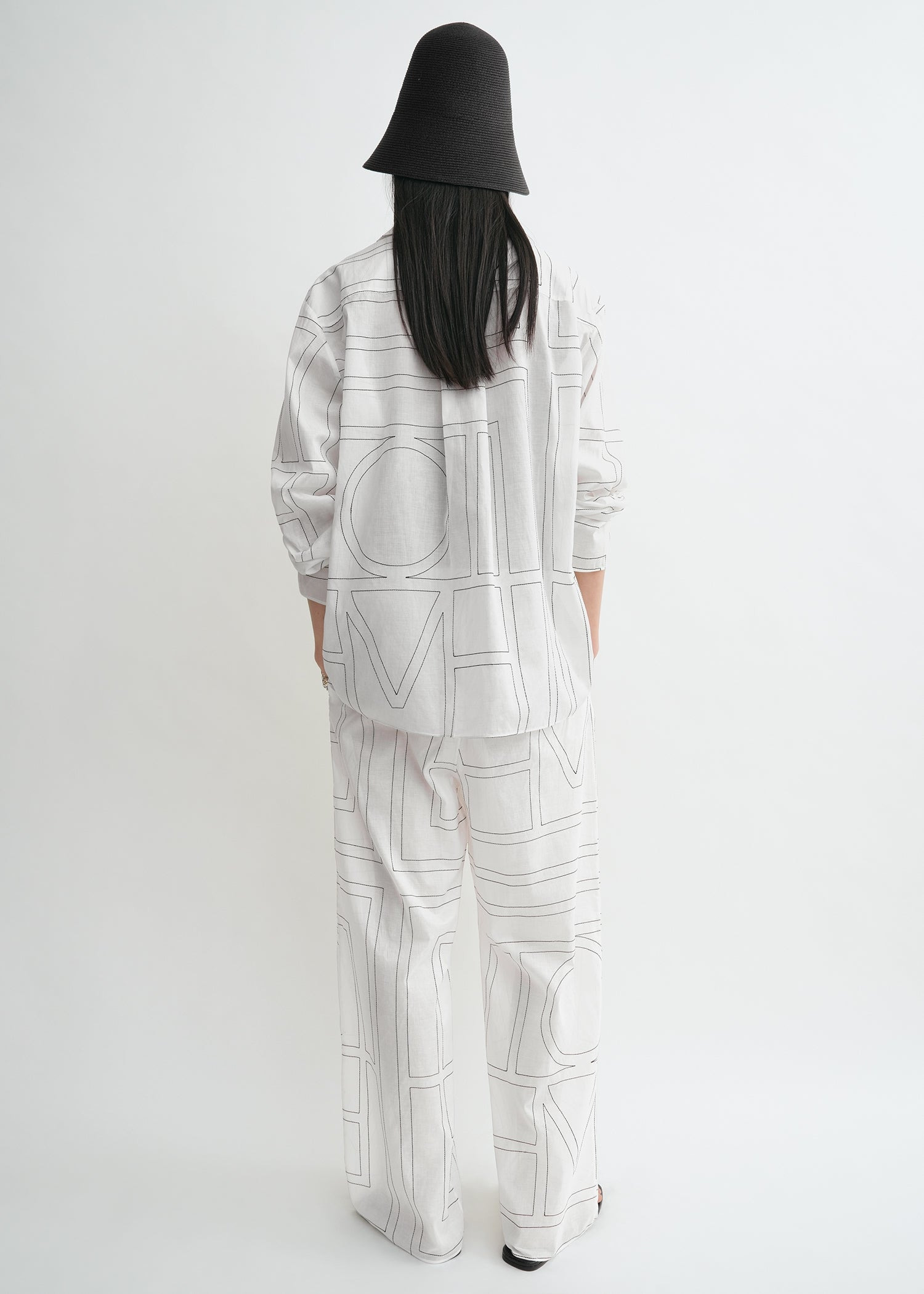 Monogram cotton pj top white/black - 4