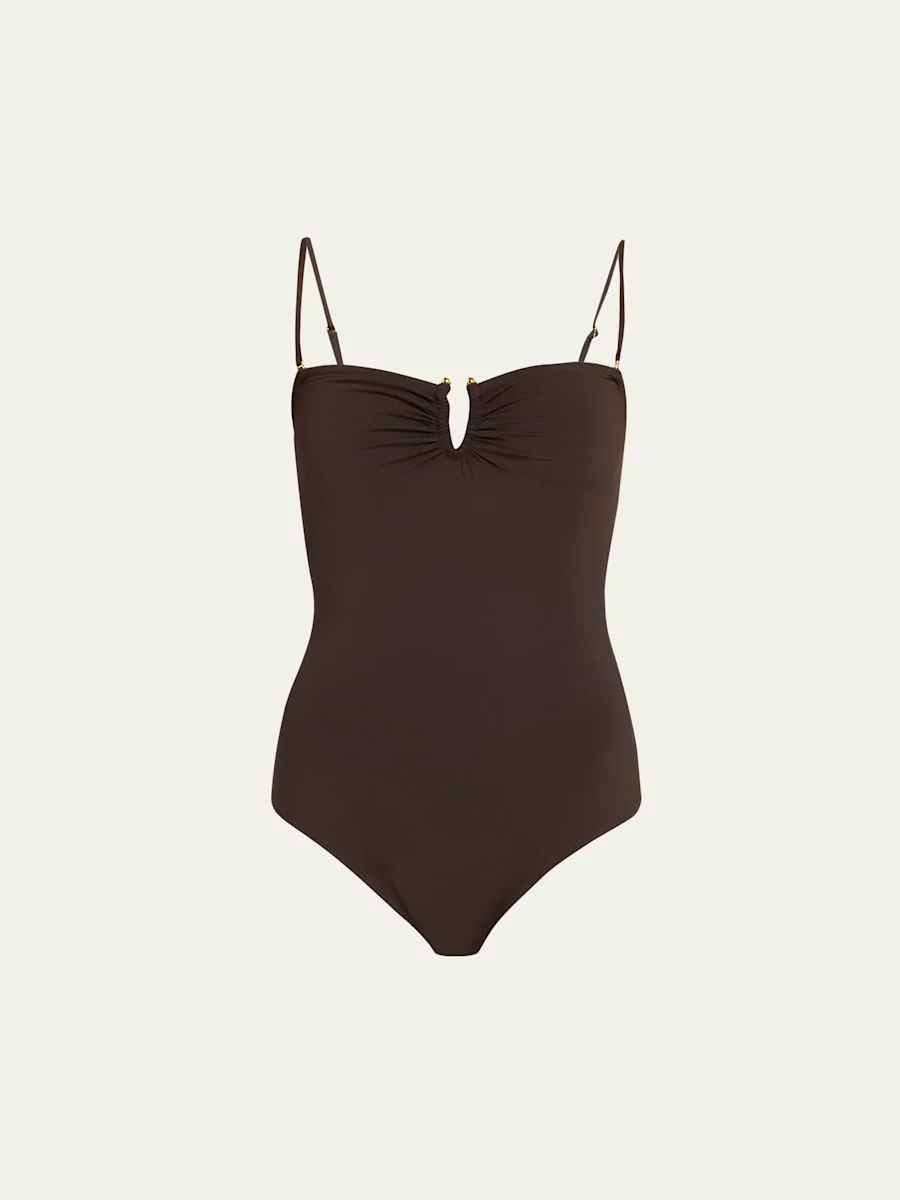 Ruched U-Ring One-Piece Swimsuit - 1