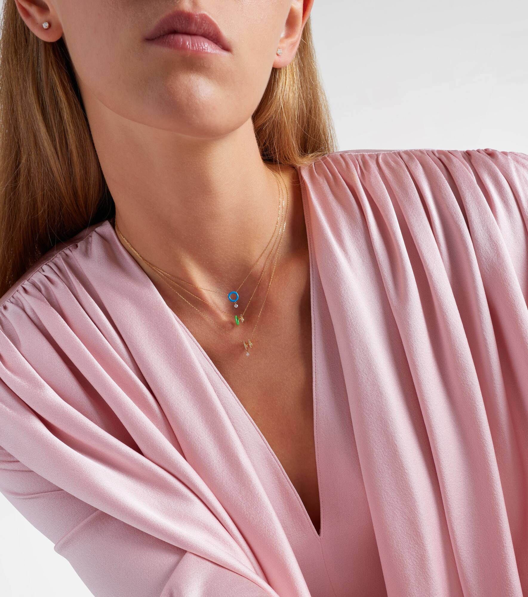 18kt gold necklace with diamonds and enamel - 2