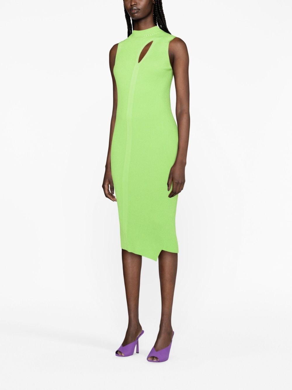 cut-out ribbed-knit midi dress - 4