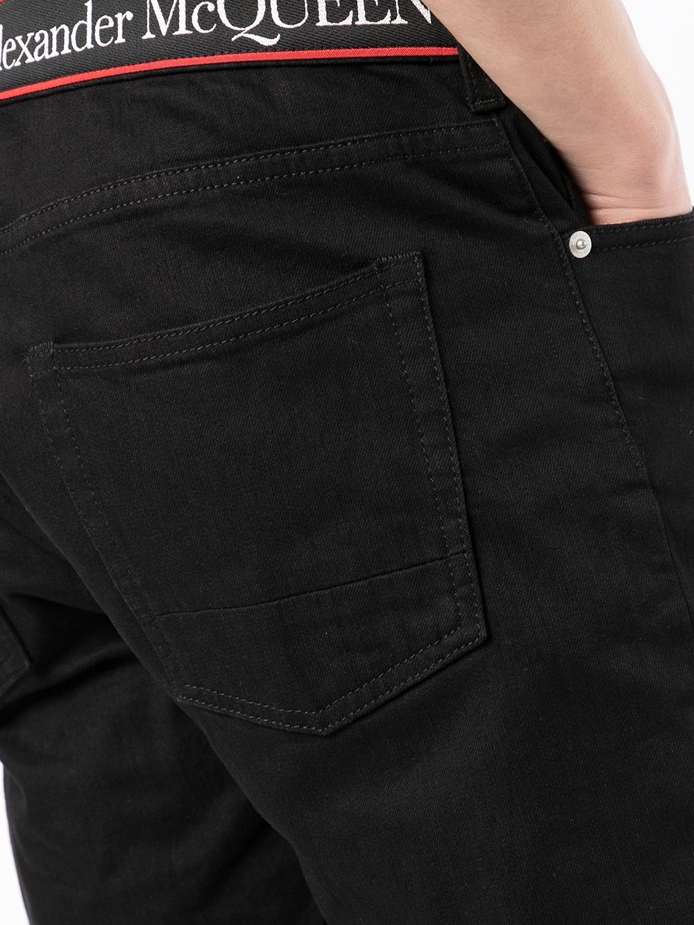 contrasting waistband slim-fit jeans - 5