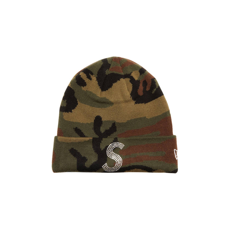 Supreme x New Era x Swarovski S Logo Beanie 'Woodland Camo' - 1