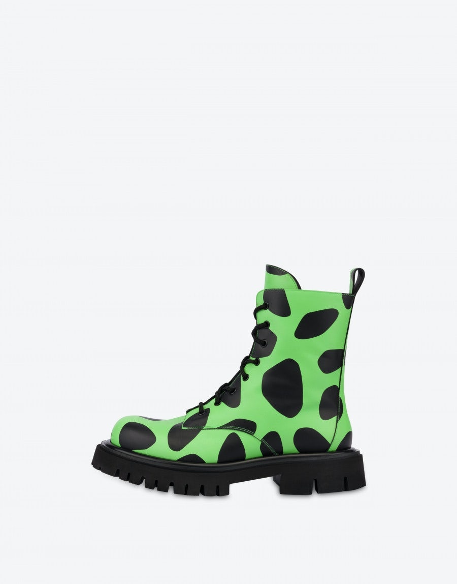 MOSCHINO X THE FLINTSTONES™ PRINTED COMBAT ANKLE BOOTS - 2