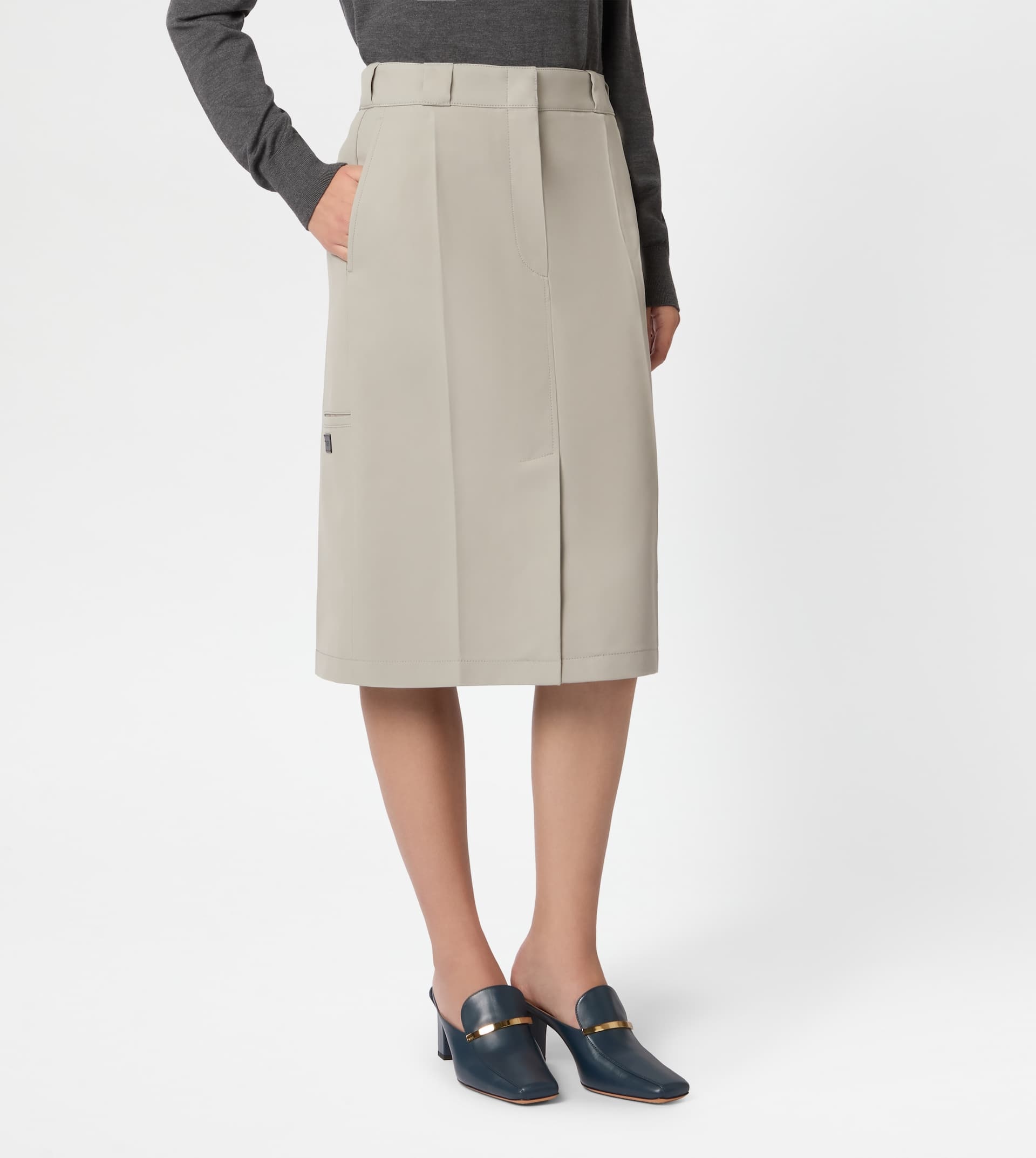 SKIRT IN COTTON - GREY - 5