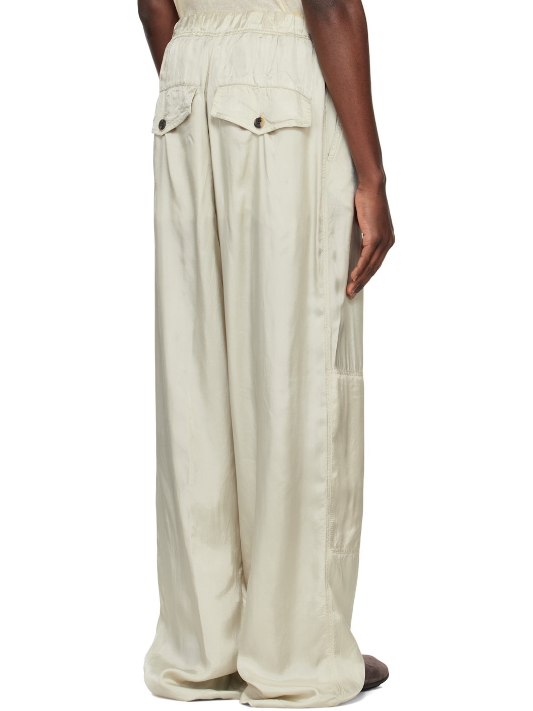 Taupe Viscose Drawstring Cargo Pants - 3