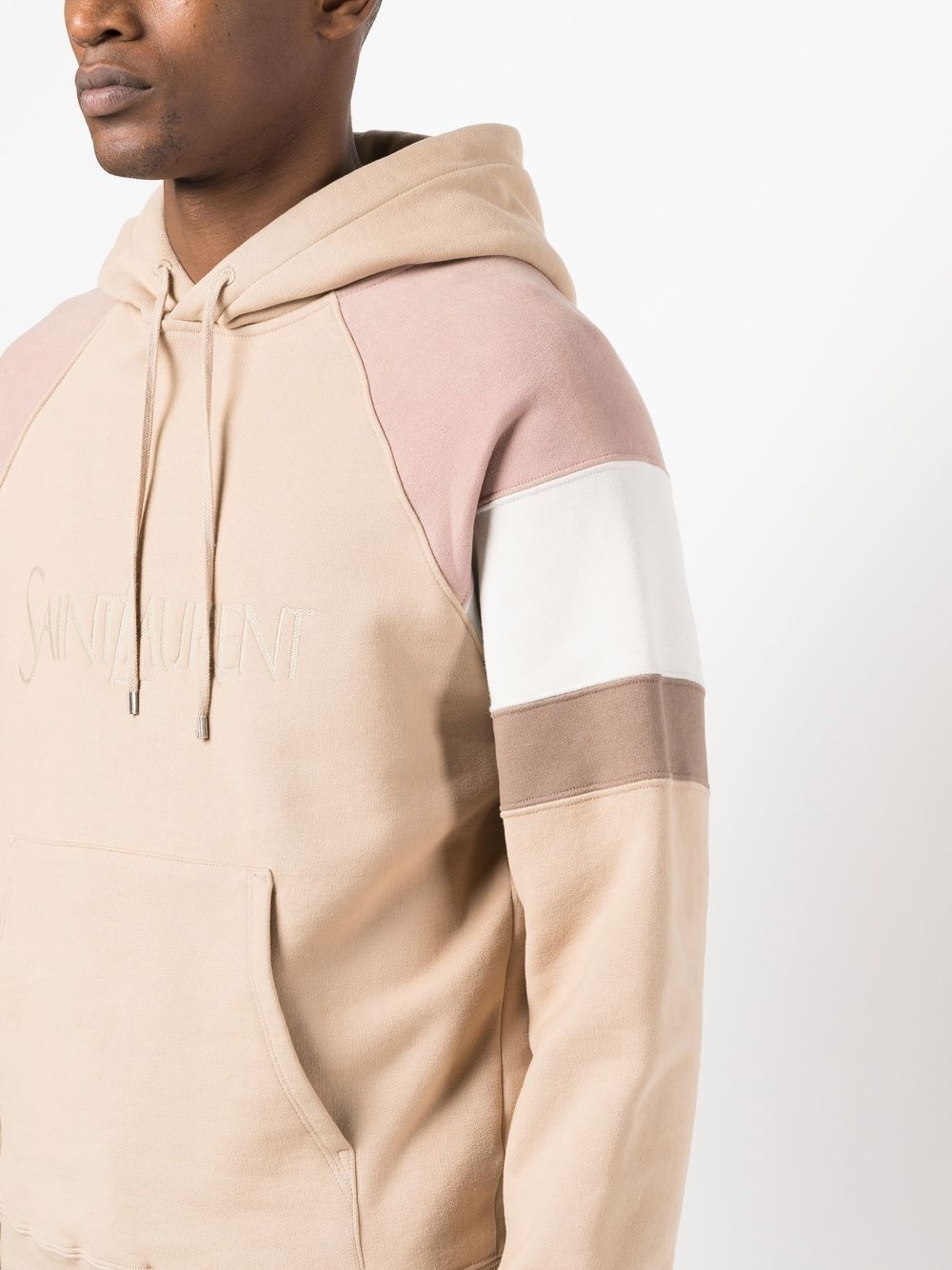 colour-block logo embroidery hoodie - 5