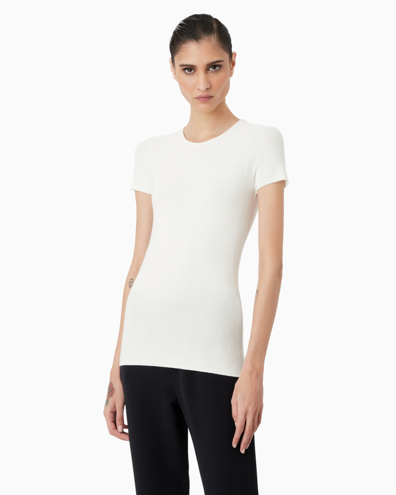 Links-stitch viscose short-sleeved jumper - 2