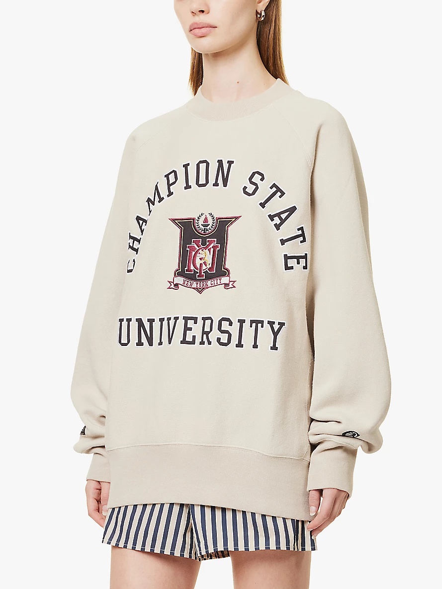 Text-appliqué relaxed-fit cotton-blend jersey sweatshirt - 3