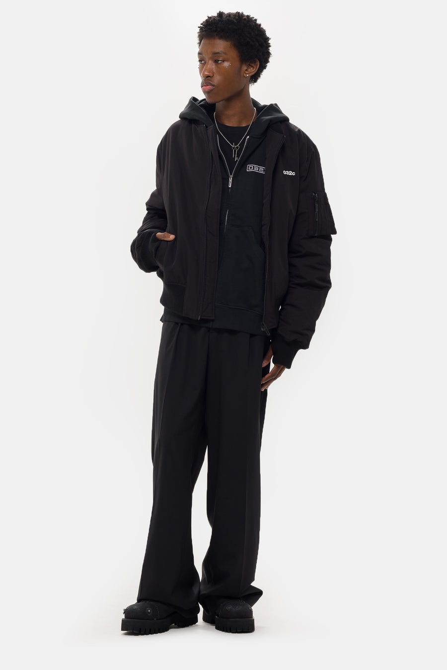 032C Office Attire Wide Leg Suit Pant in Black - 2