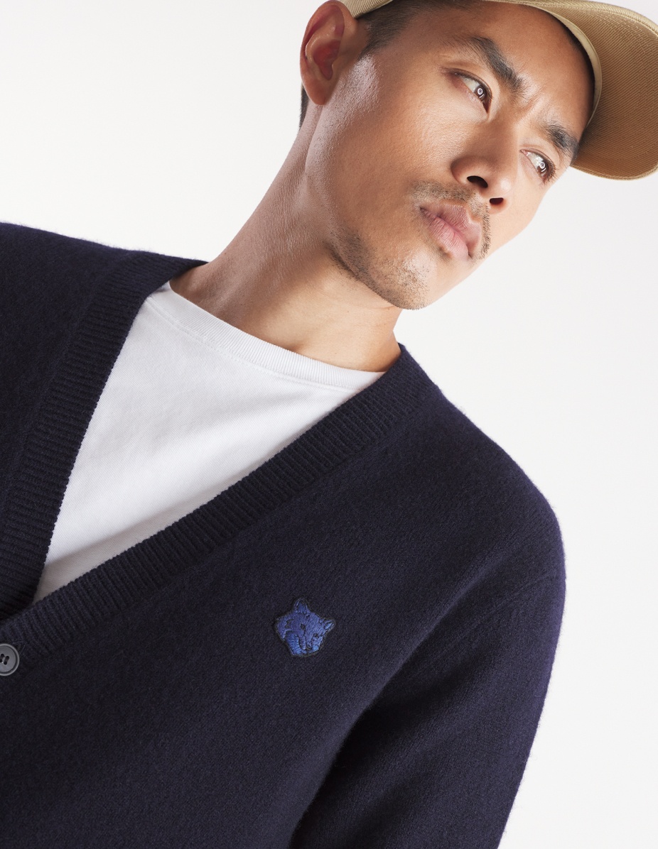 BOLD FOX HEAD PATCH REGULAR CARDIGAN IN LAMBSWOOL - 4