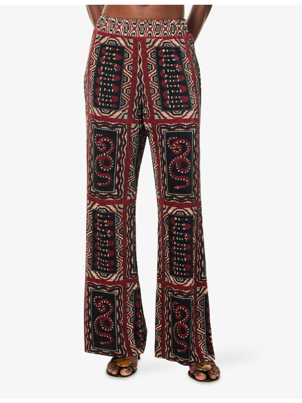 Graphic-Print Pleated Woven Trousers - 3