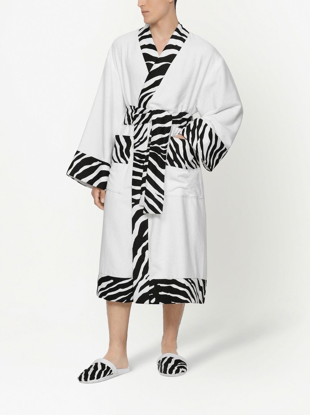 zebra-print cotton bathrobe - 3