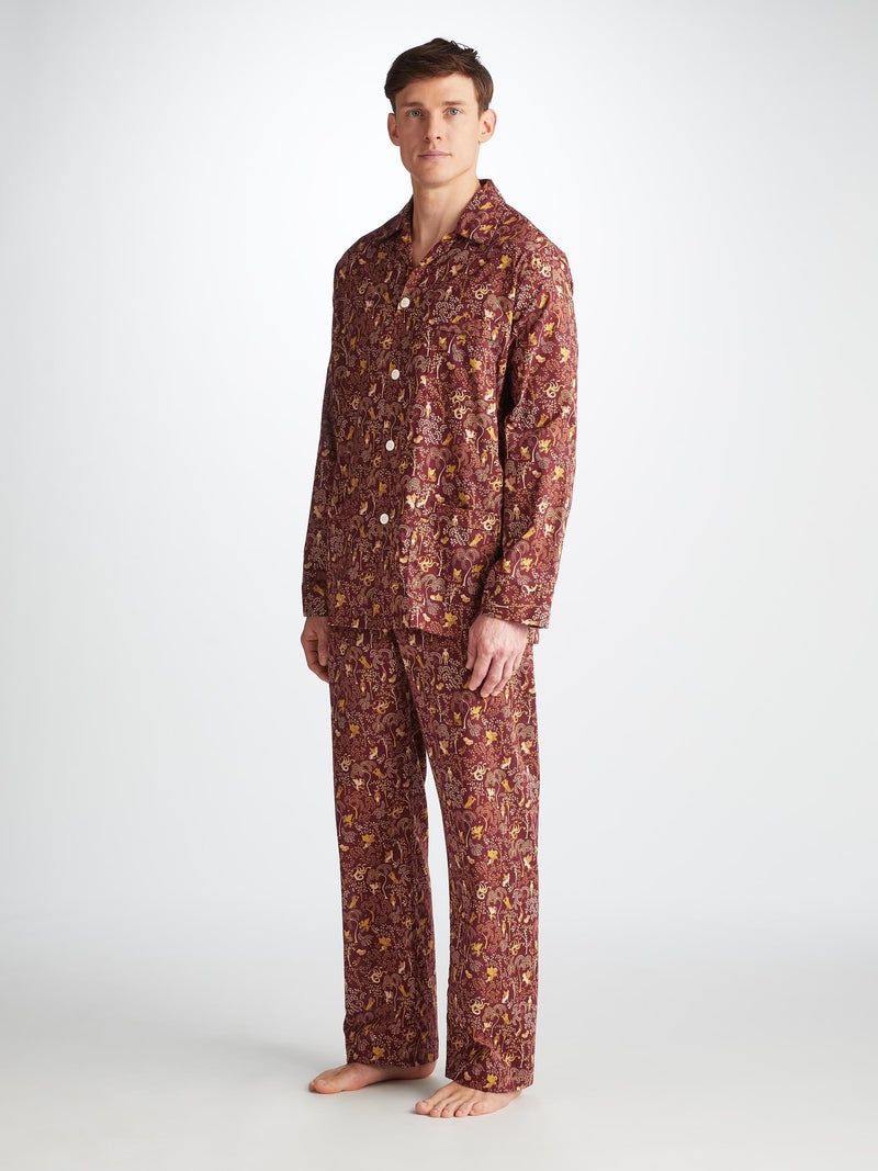 Men's Classic Fit Pajamas Ledbury 74 Cotton Batiste Burgundy - 3