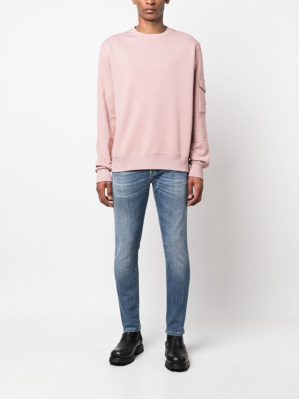 sleeve patch-pocket cotton sweatshirt - 2