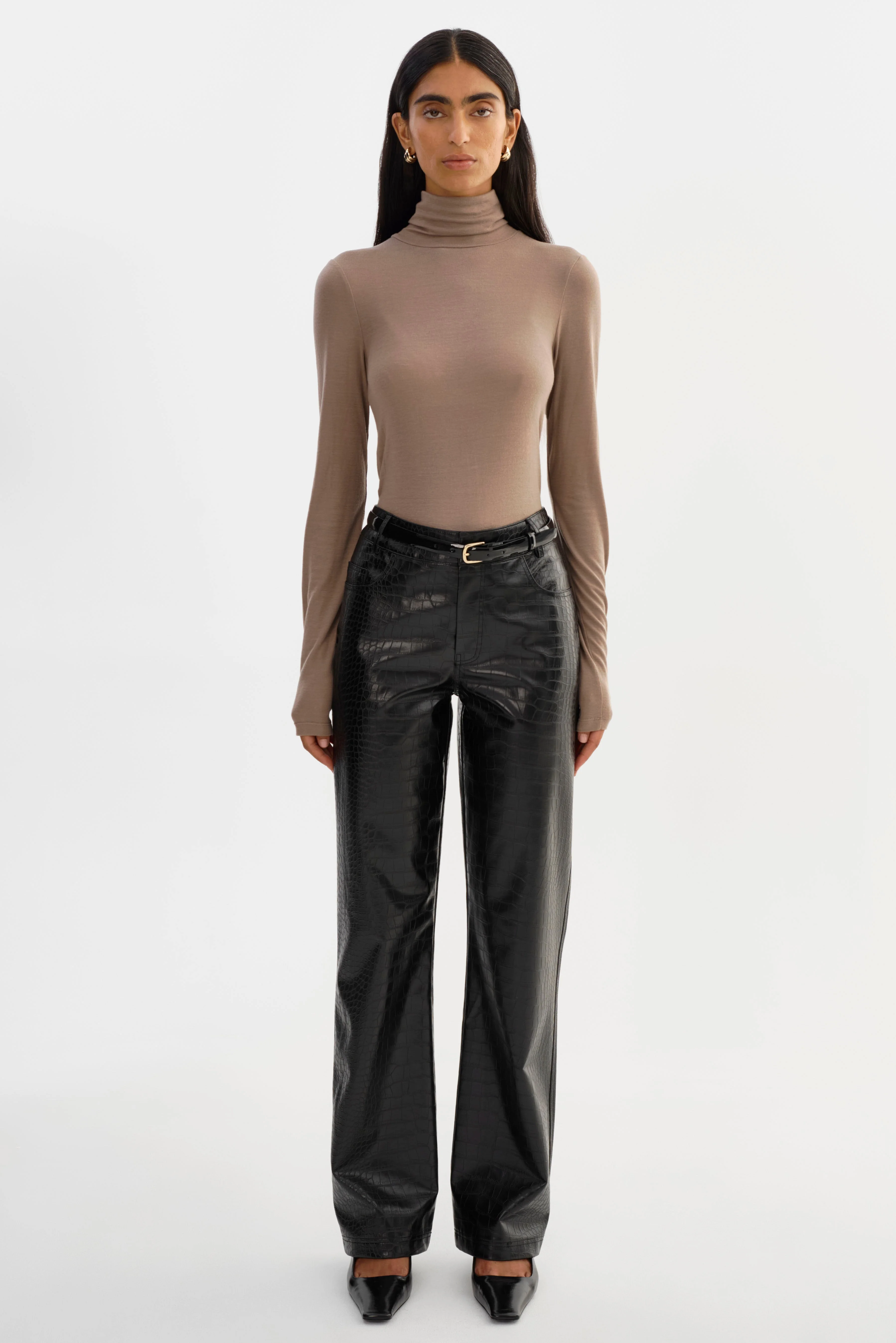 FREJA | Faux Leather Croco Pants - 1