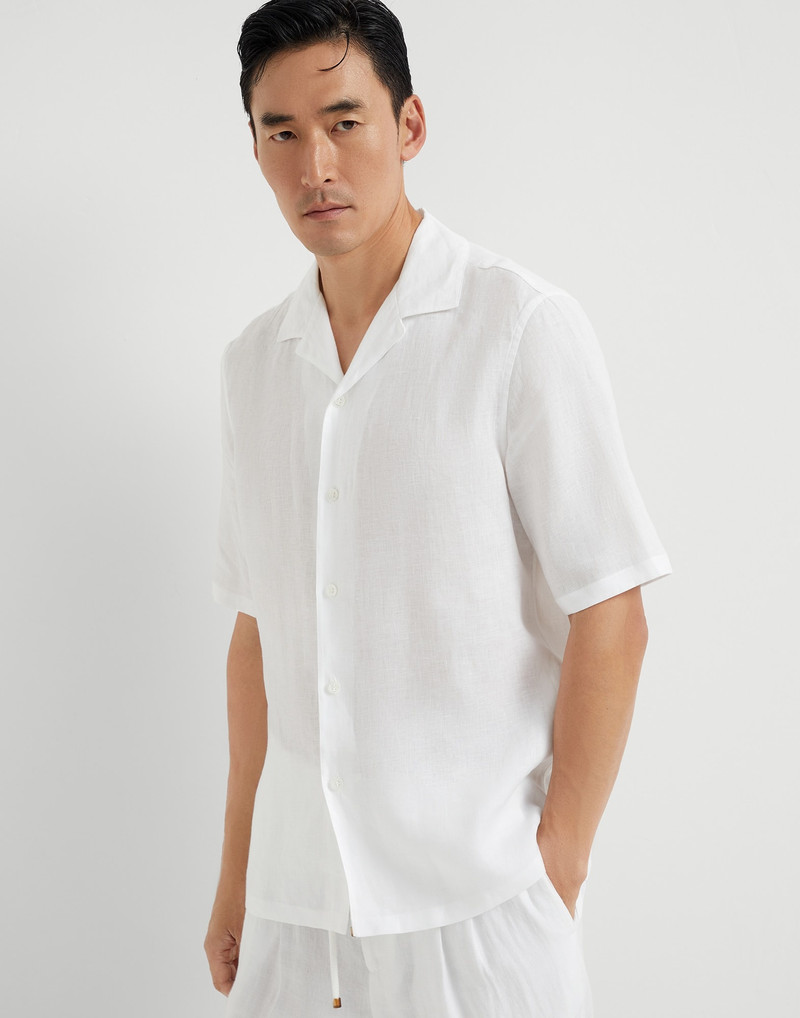 Linen 쉬운 맞는 짧은 소매 셔츠와 캠프 칼라 1