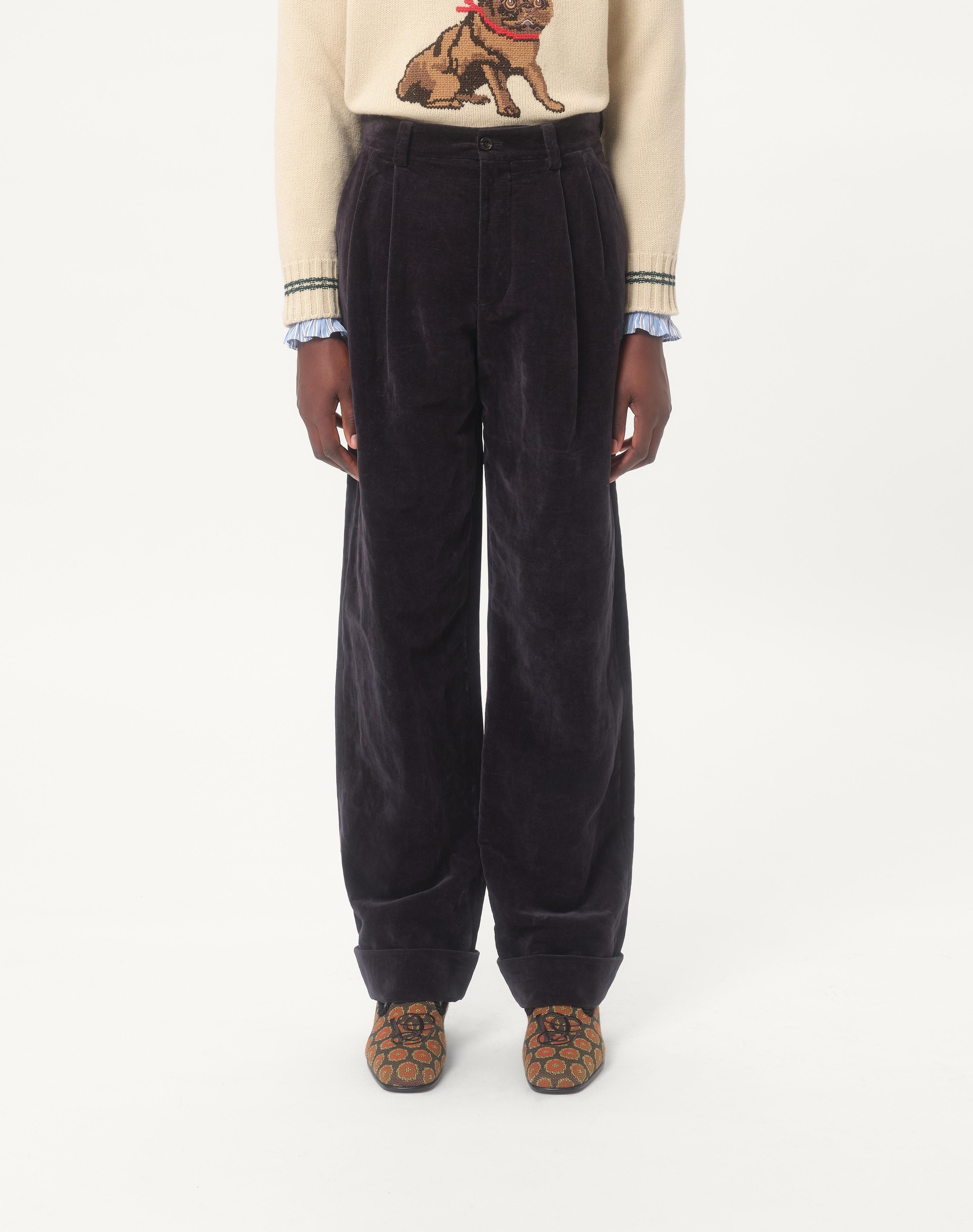WASHED COTTON-LINEN VELVET PANTS - 3