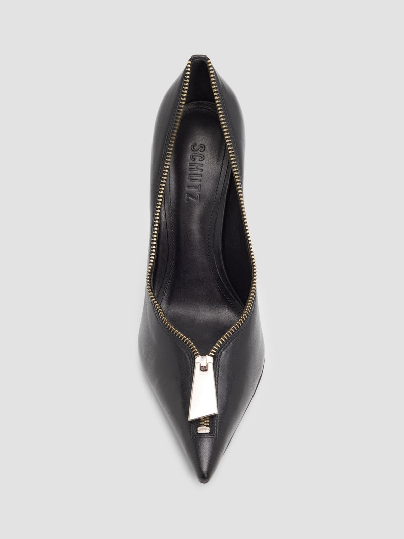 Women's Lexi 110MM Zip-Detail Leather Pumps - Black 5