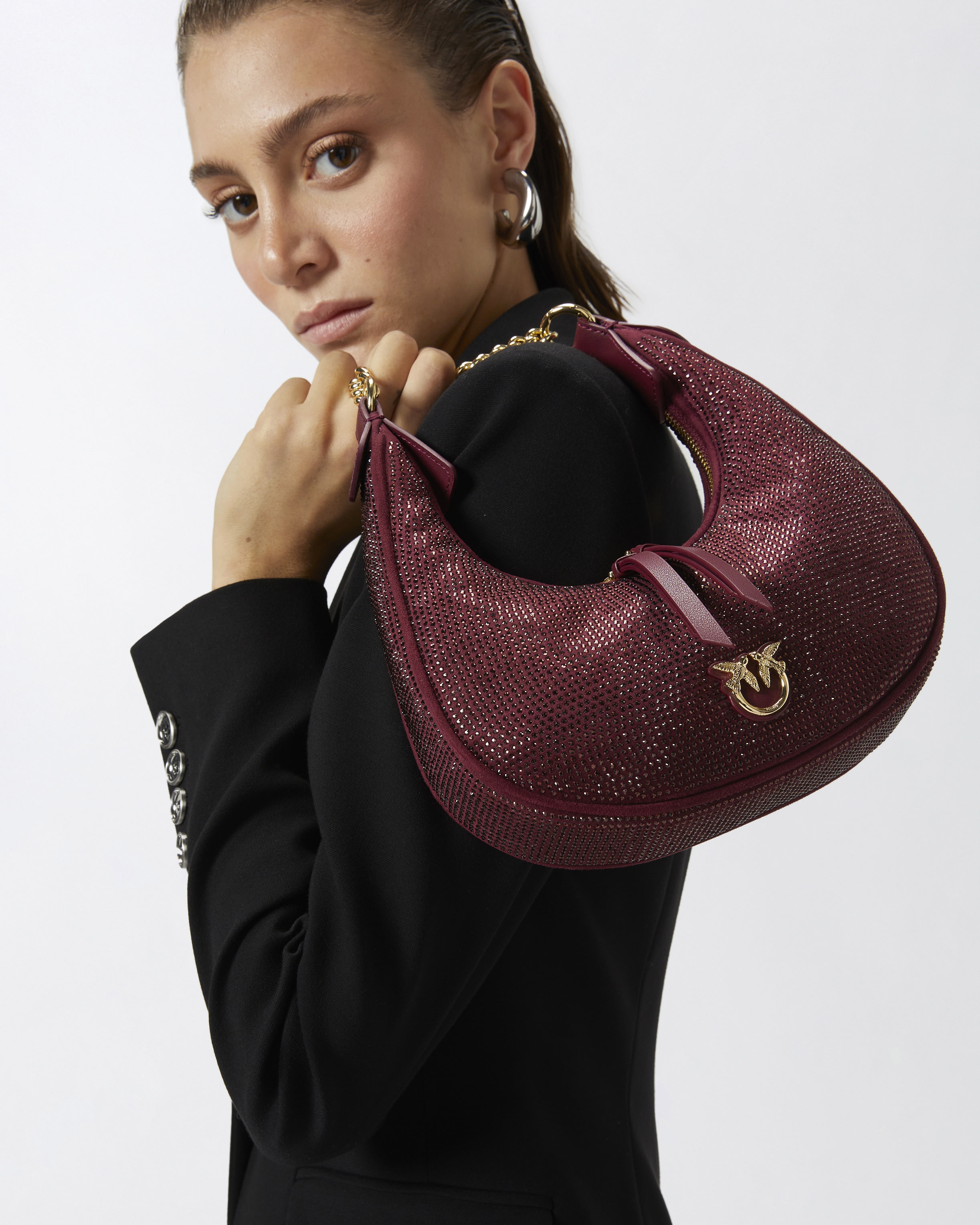 FULLY RHINESTONED MINI BRIOCHE BAG HOBO - 6