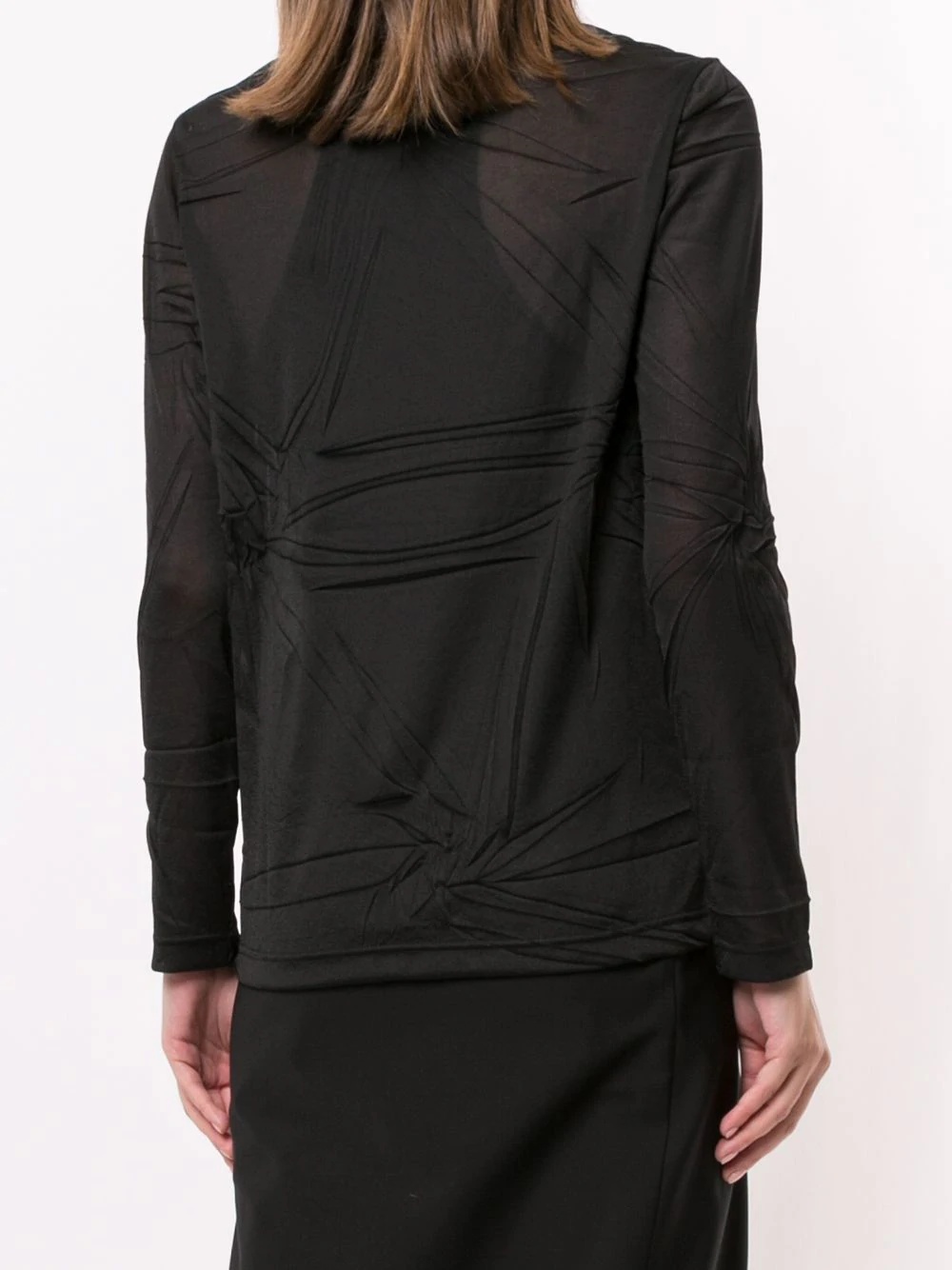 sheer ruched long-sleeved top - 4