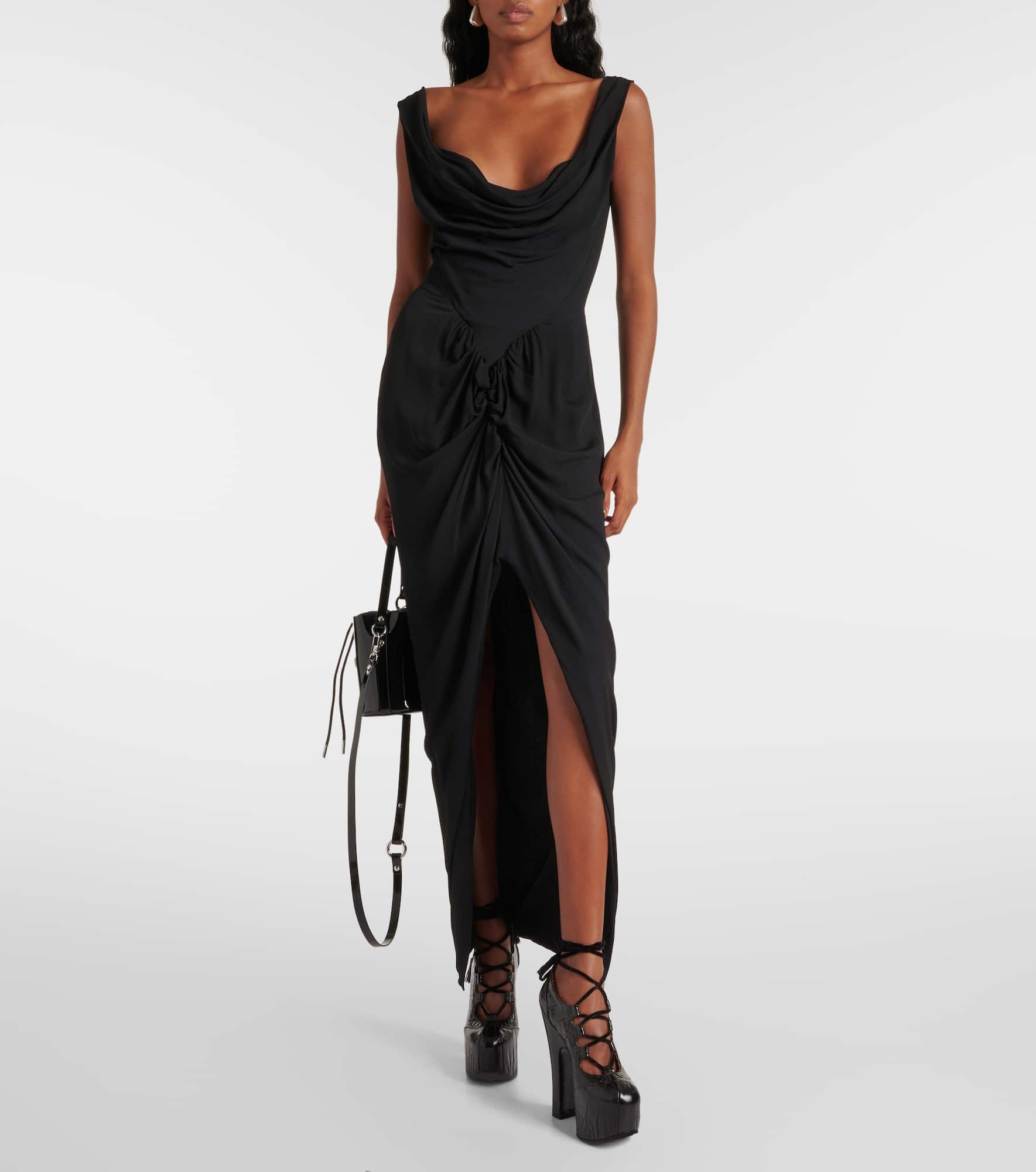 Panther gathered asymmetric maxi dress - 2