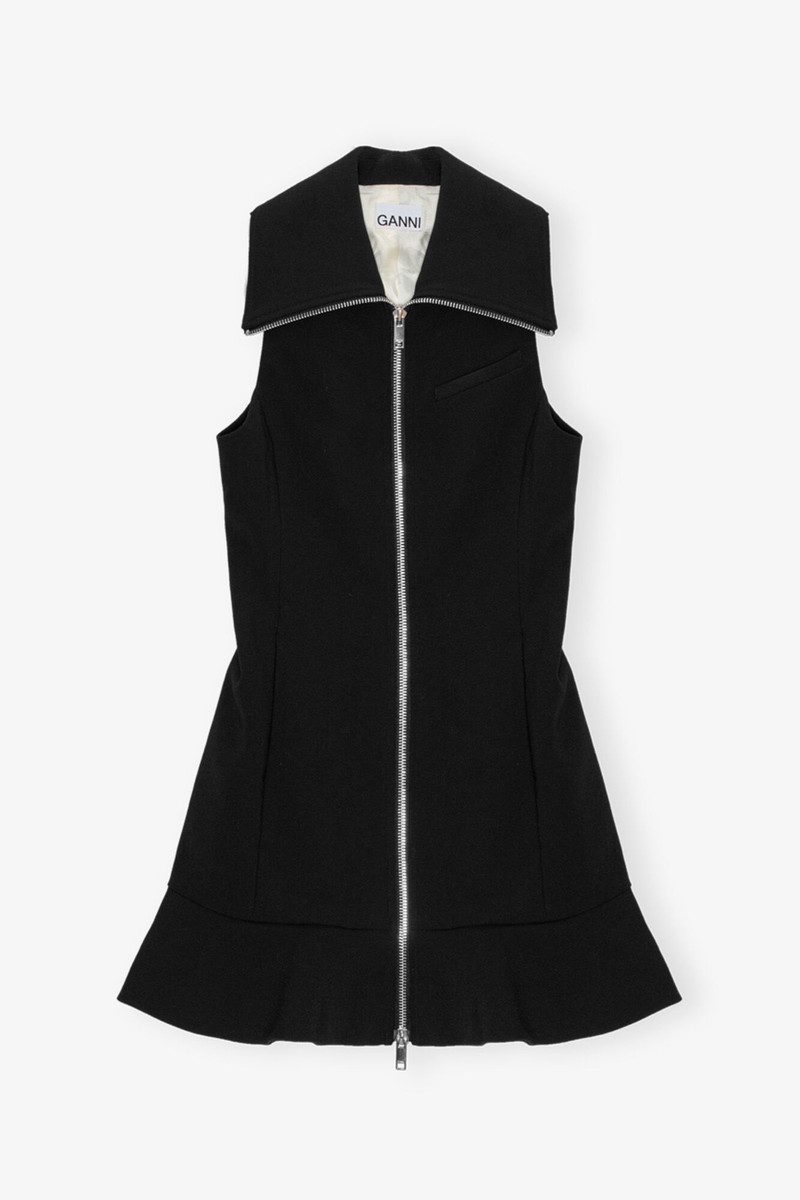 BLACK BONDED CREPE MINI DRESS 1