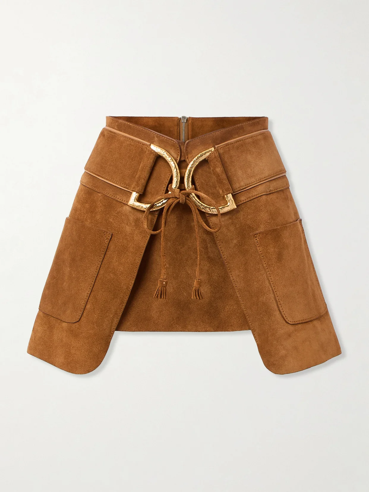 Belted Layered Suede Mini Skirt - 1