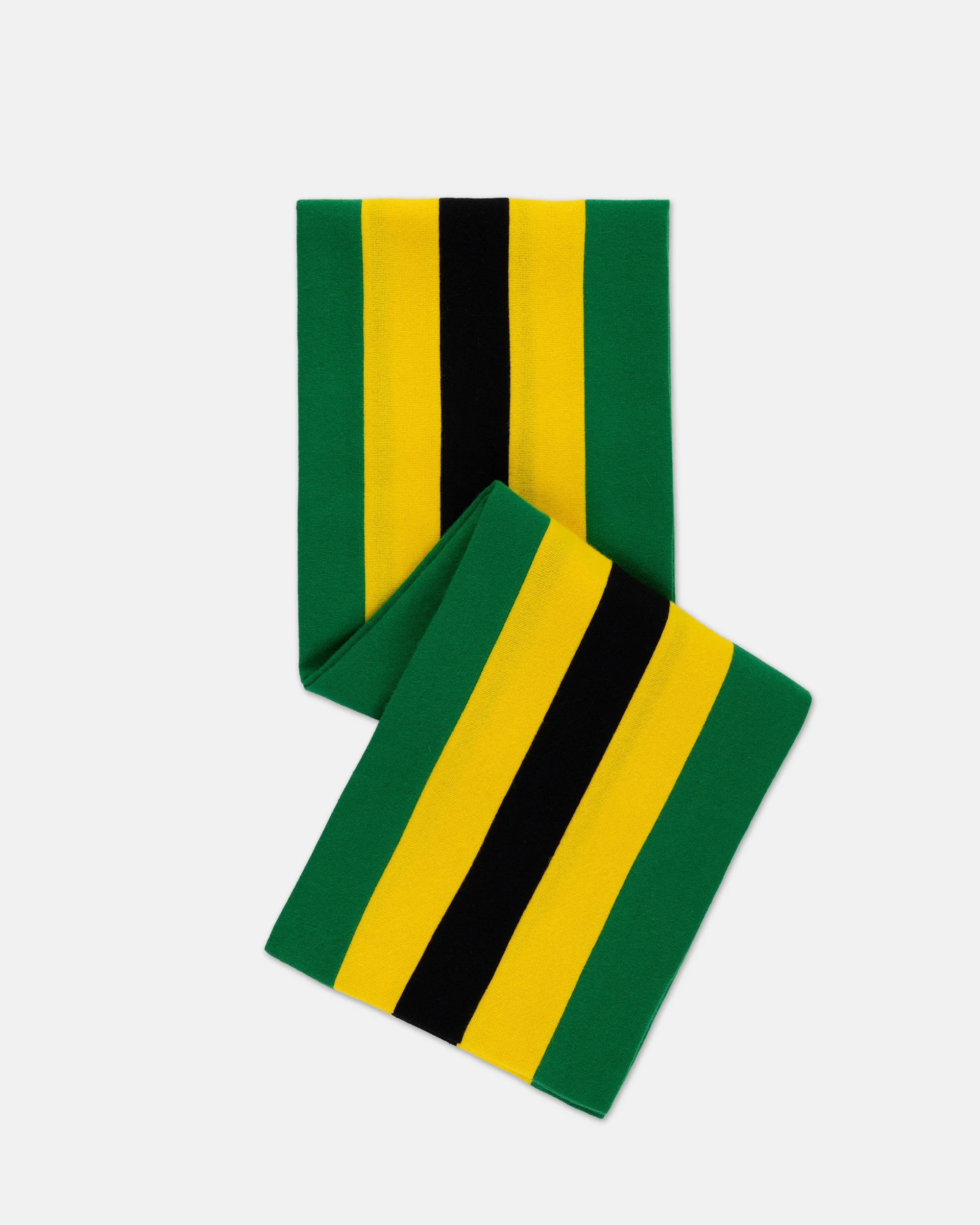MADE-IN-ENGLAND GREEN, YELLOW & BLACK WOOL SCHOOLBOY MUFFLER - 1