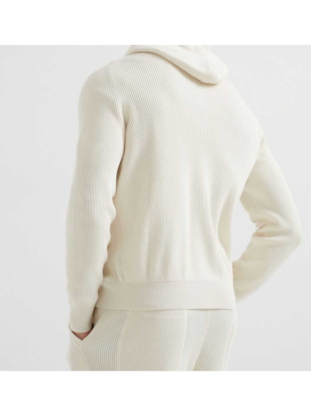 ribbed-knit hoodie - 4