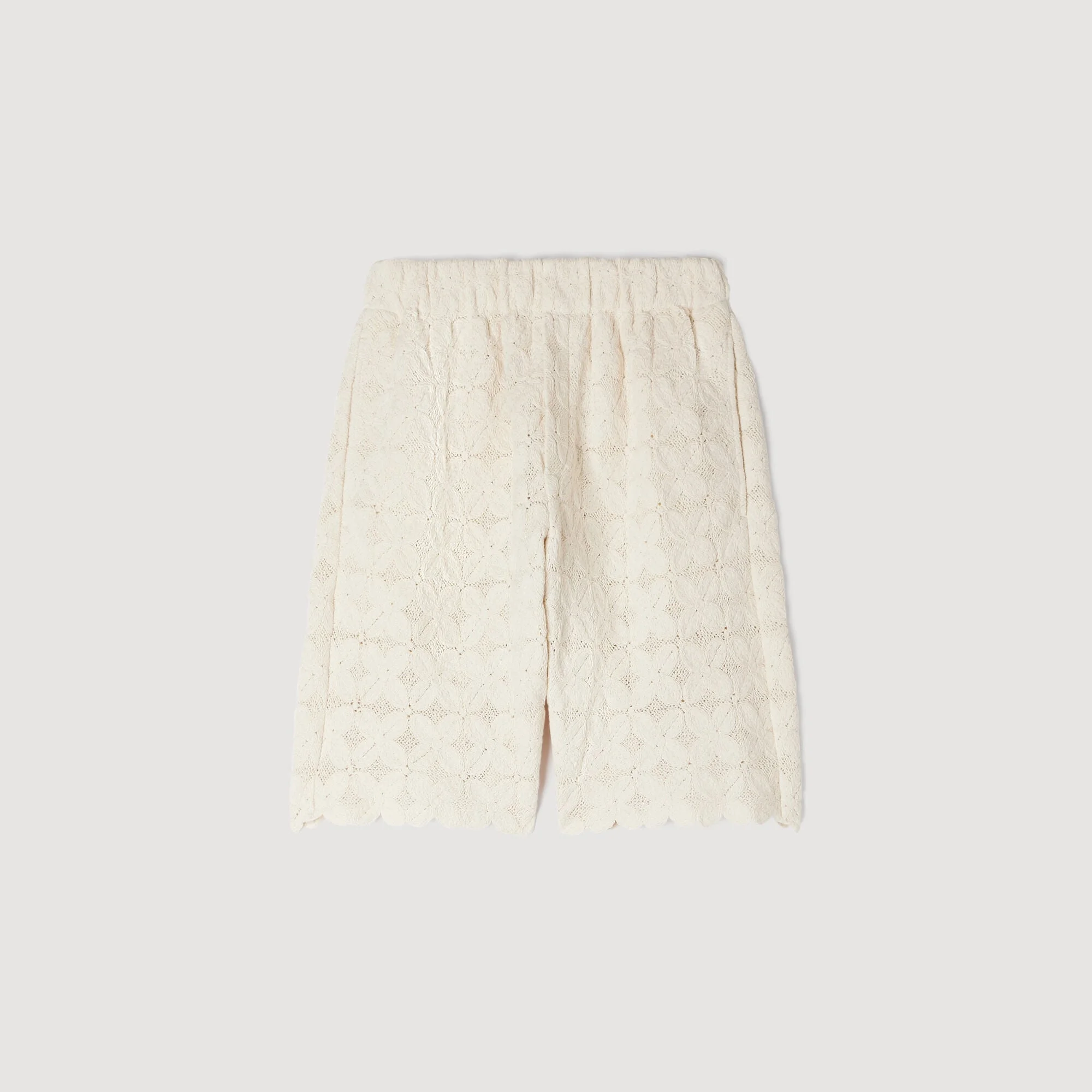 BRODERIE ANGLAISE COTTON SHORTS - 1