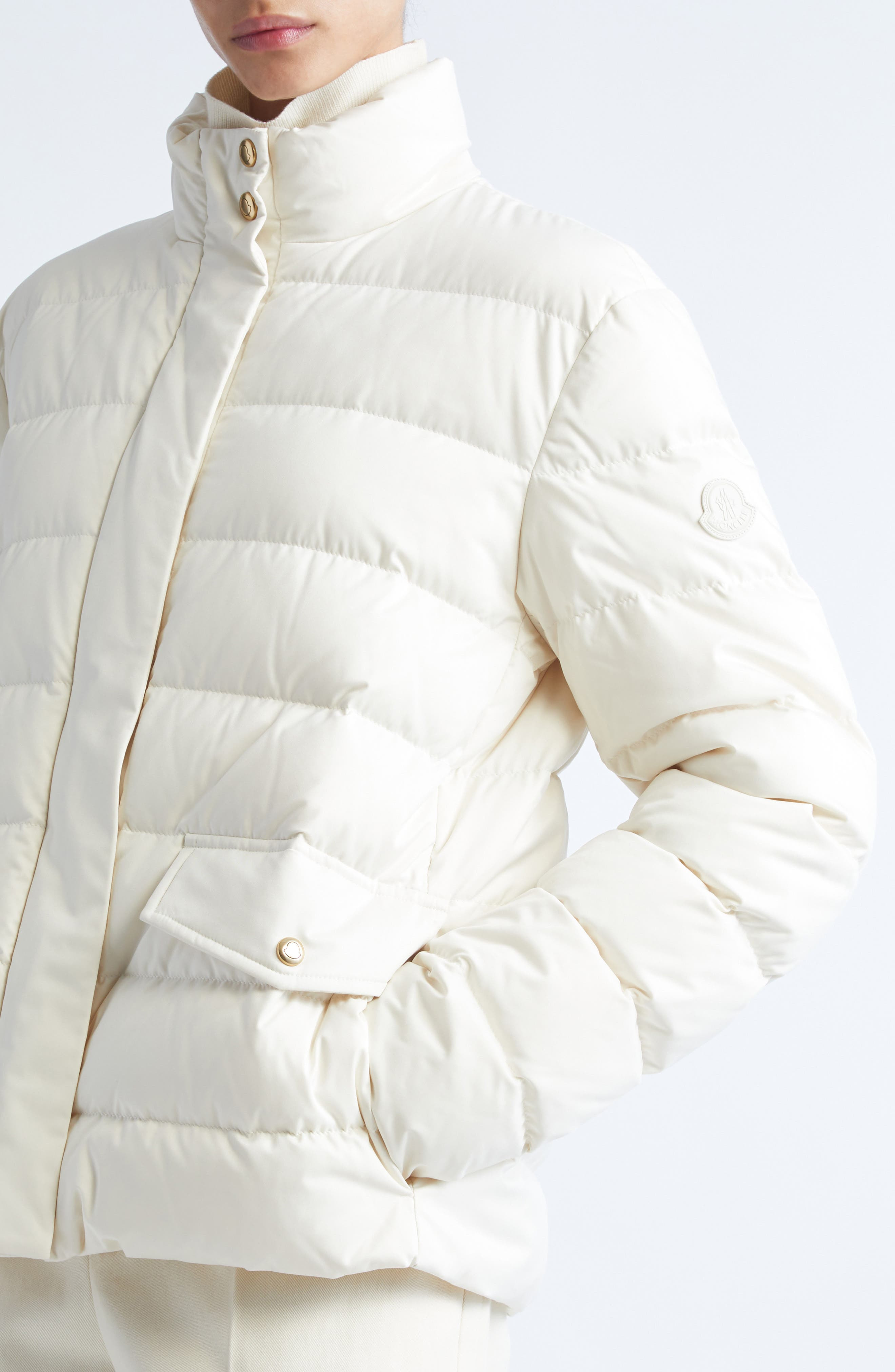 Moncler Bessettes Down Jacket in Pale Ivory at Nordstrom - 4