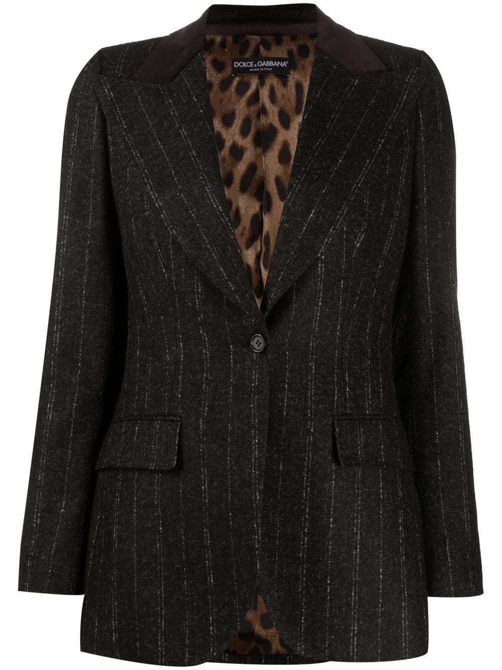 pinstripe peak-lapel single-breasted blazer - 1