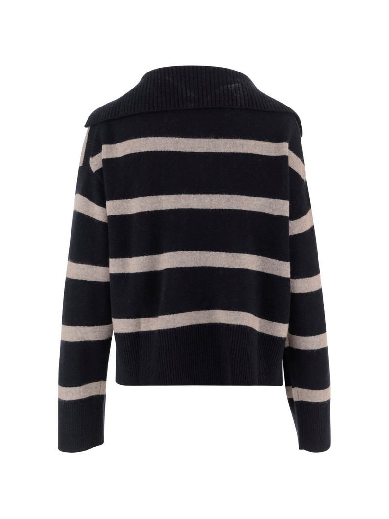 Allude striped V-neck sweater outlook