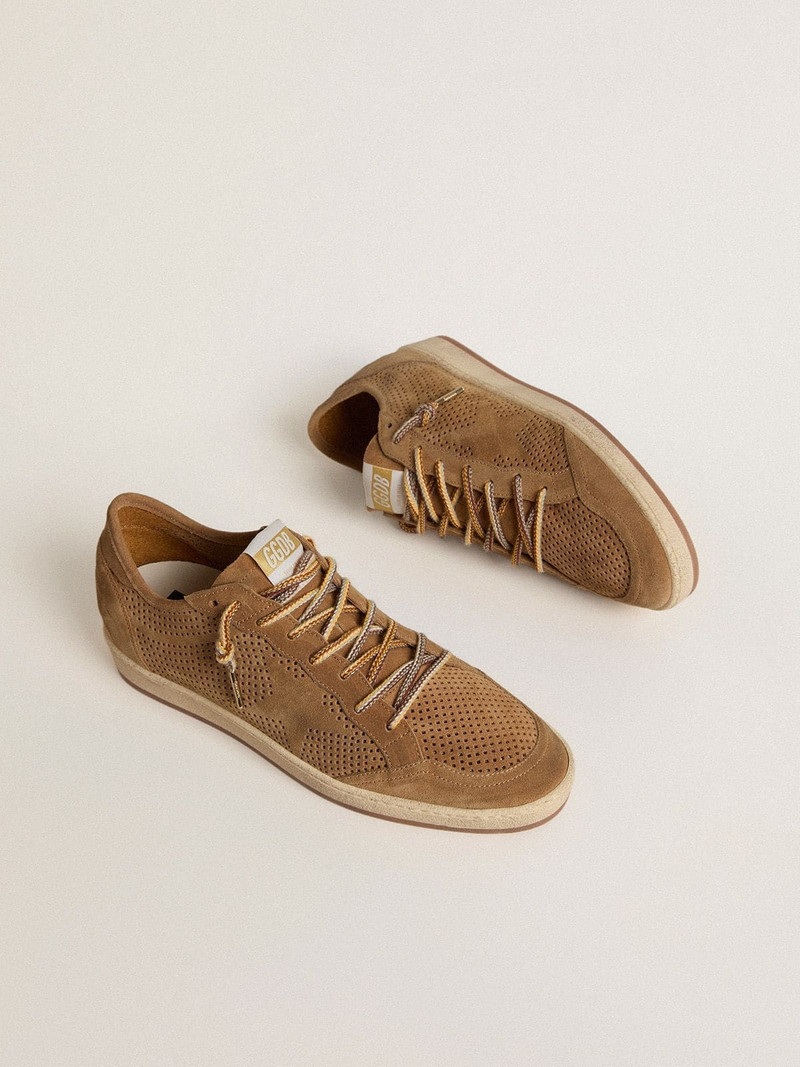 Golden Goose Men’s Ball Star in perforated tobacco-colored suede outlook