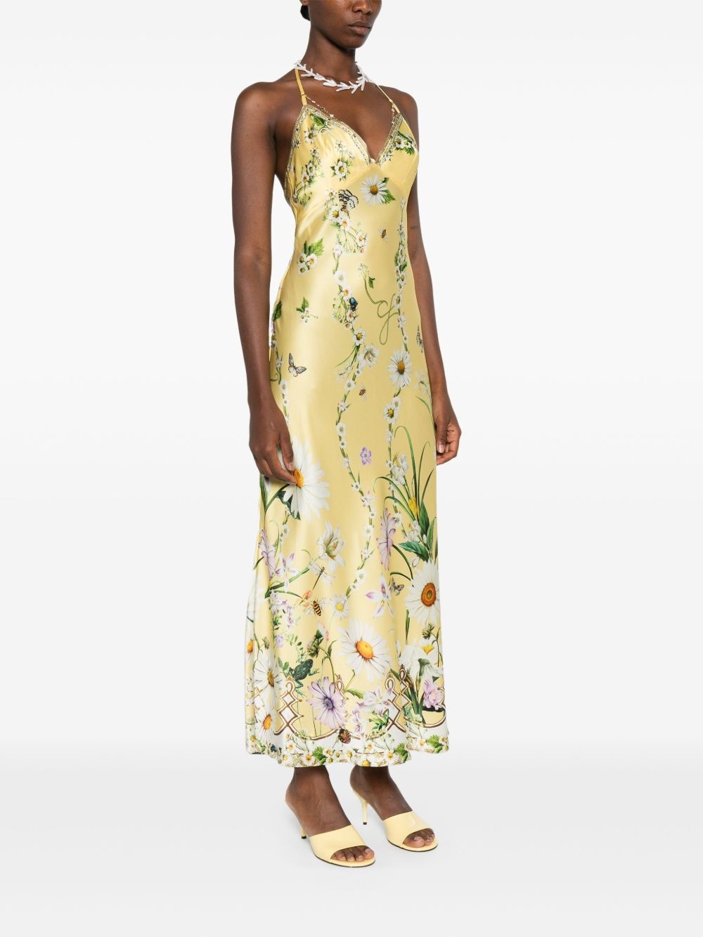 floral-print silk dress - 3