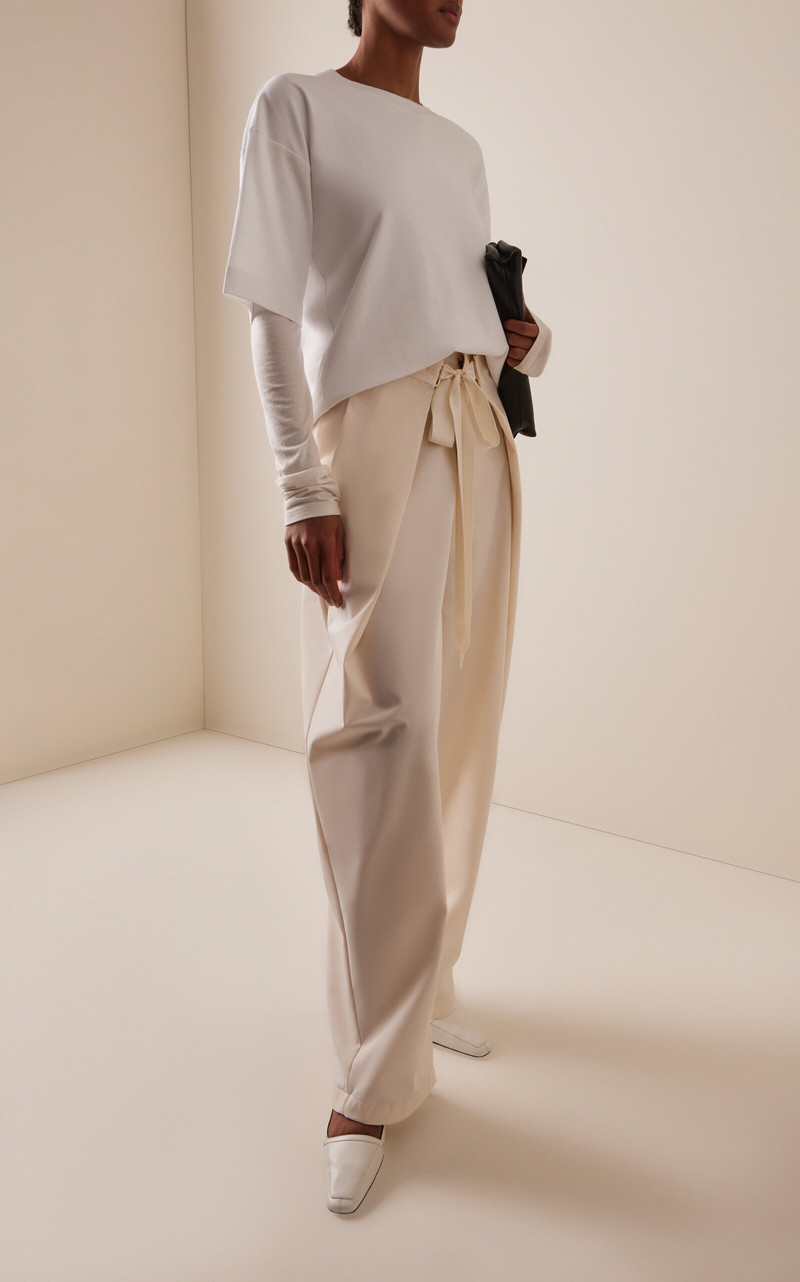 DARKPARK Stella Tie-Front Cotton-Blend Pants white outlook
