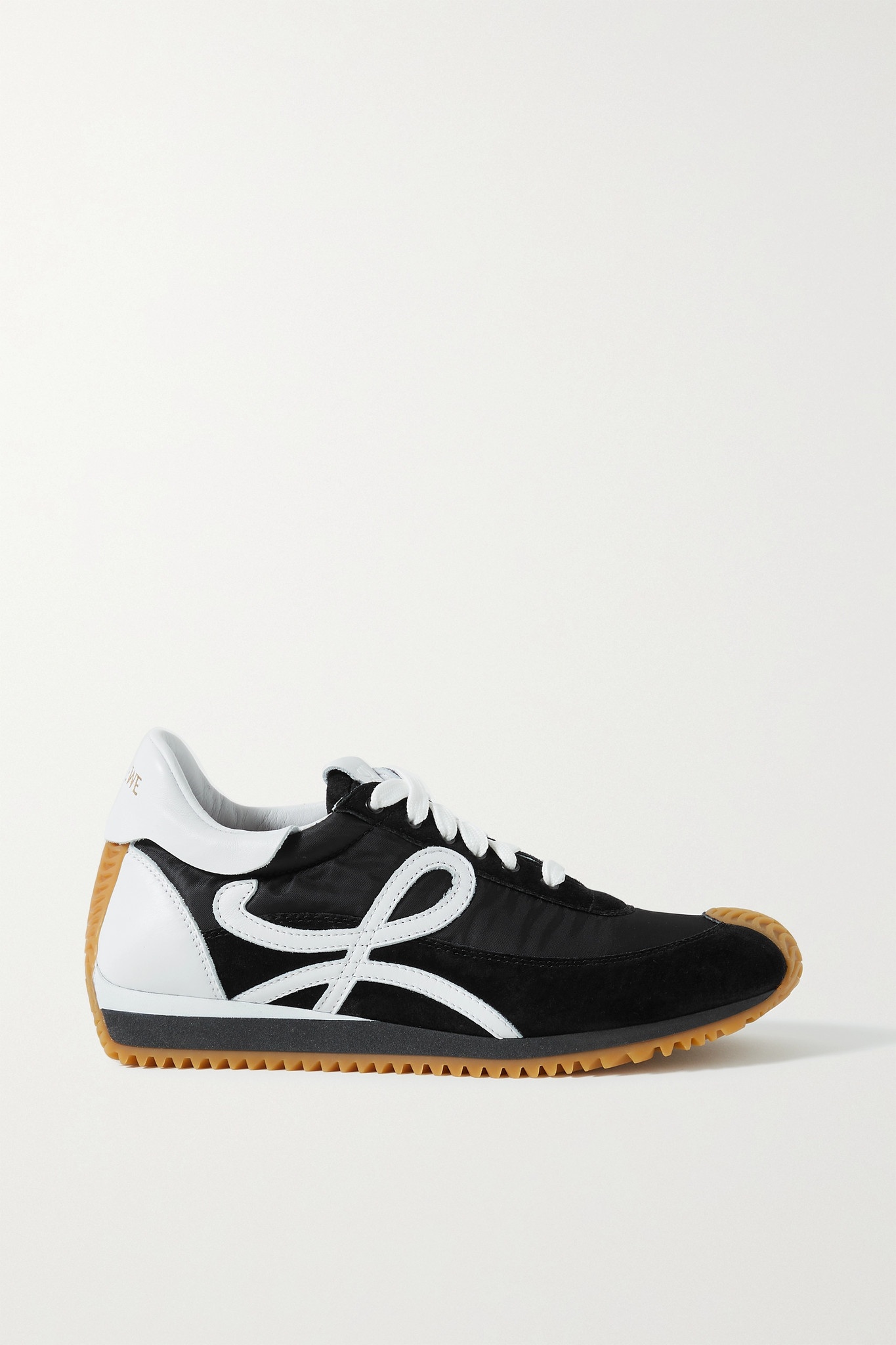 Flow logo-appliquéd shell, leather and suede sneakers - 1