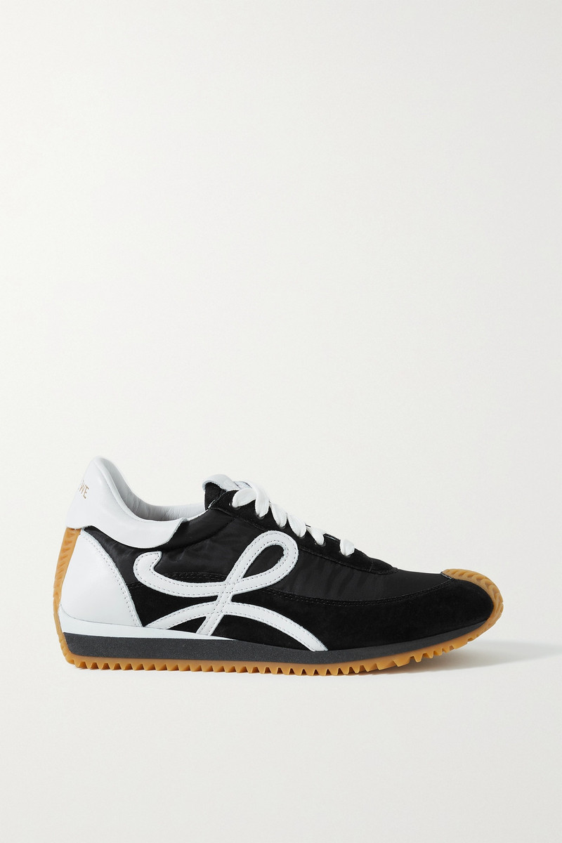 Flow logo-appliquéd leather and shell sneakers - 1