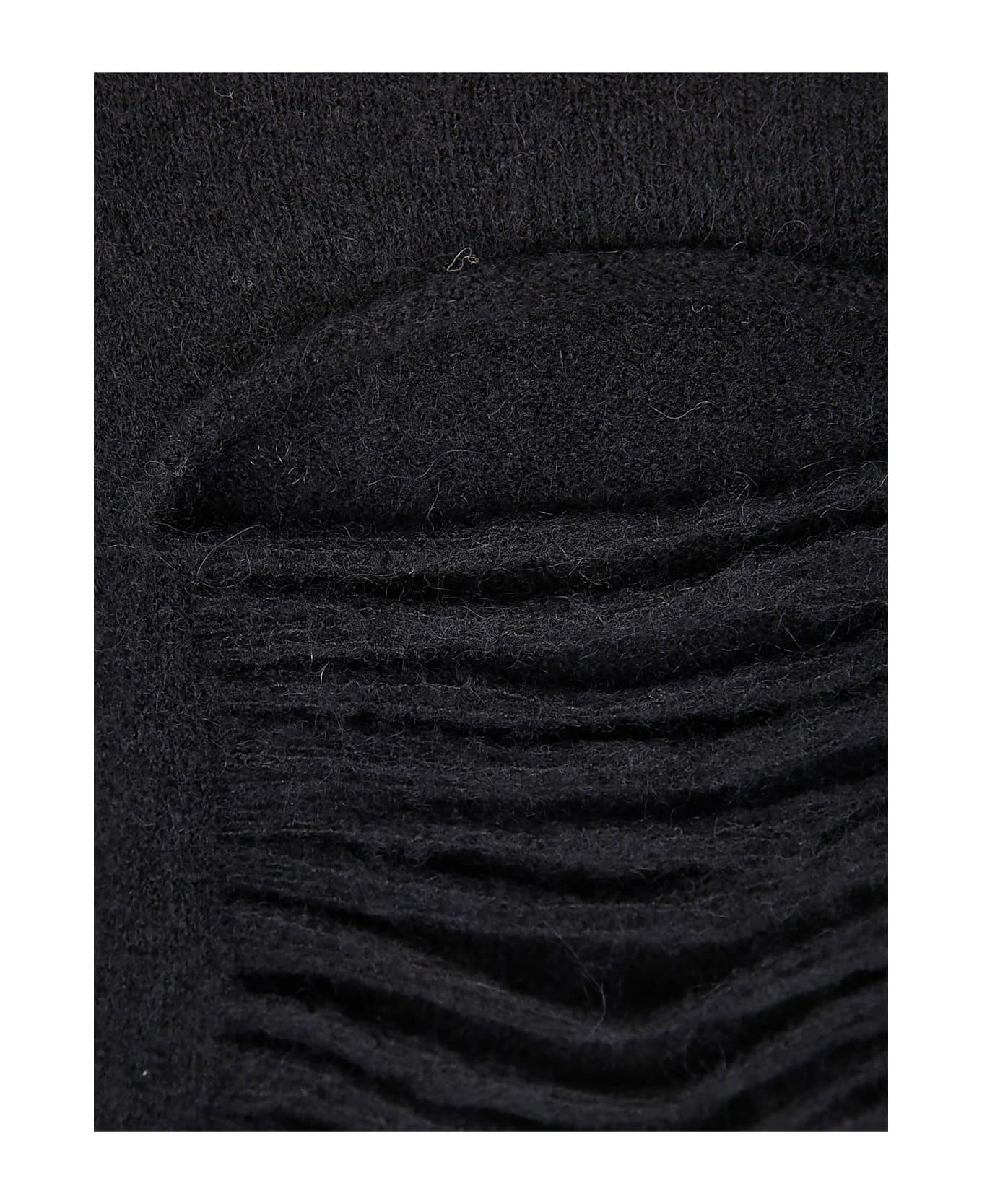 Black Sweater With Distressed Effect And Cut-out Details On The Front In Alpaca Blend Woman - 3