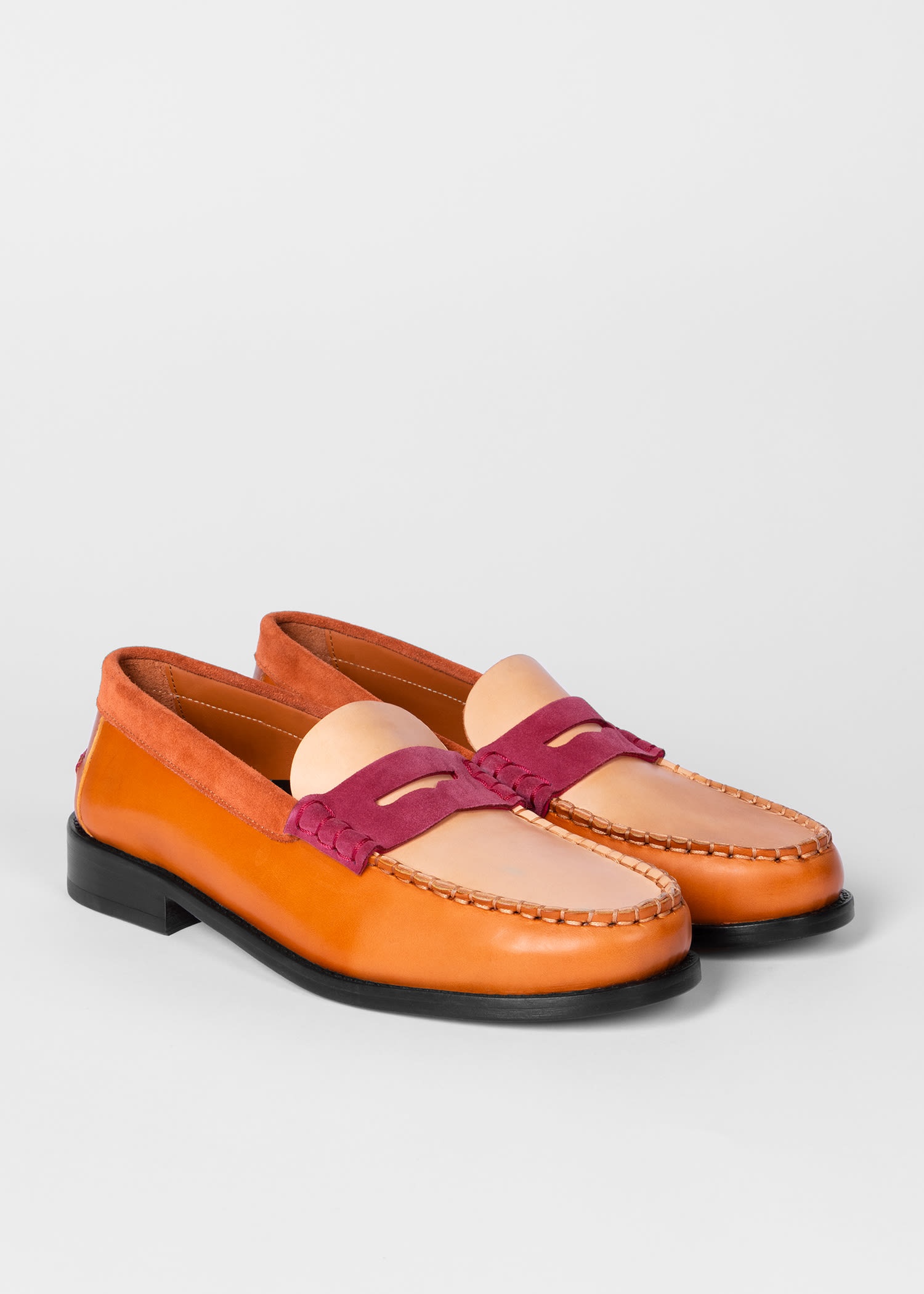 Tan Colour-Block Leather 'Laida' Loafers - 2