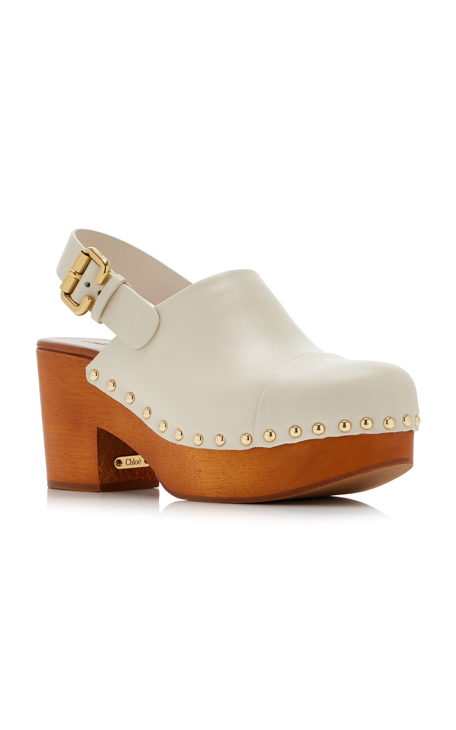 Jeannette Leather Platform Clogs ivory - 4