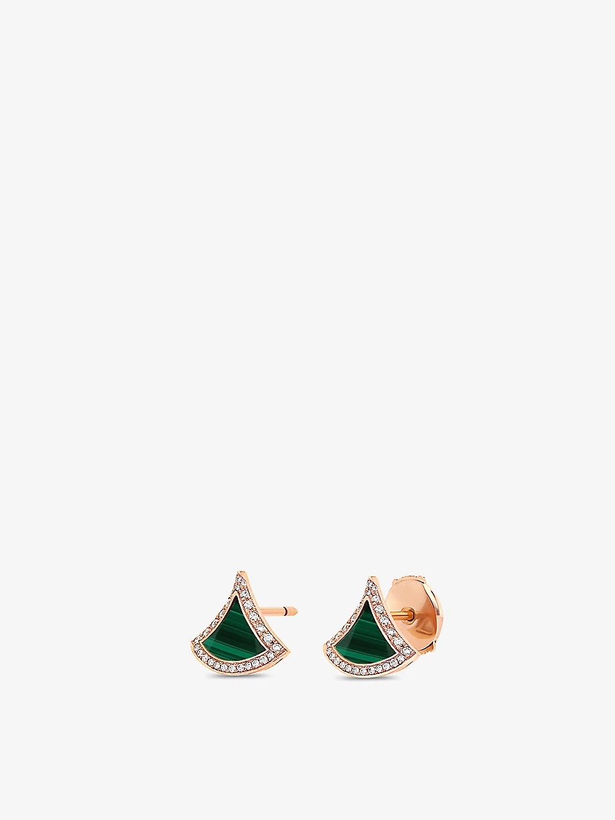 Divas’ Dream 18ct rose-gold, 0.1ct diamond and malachite earrings - 2