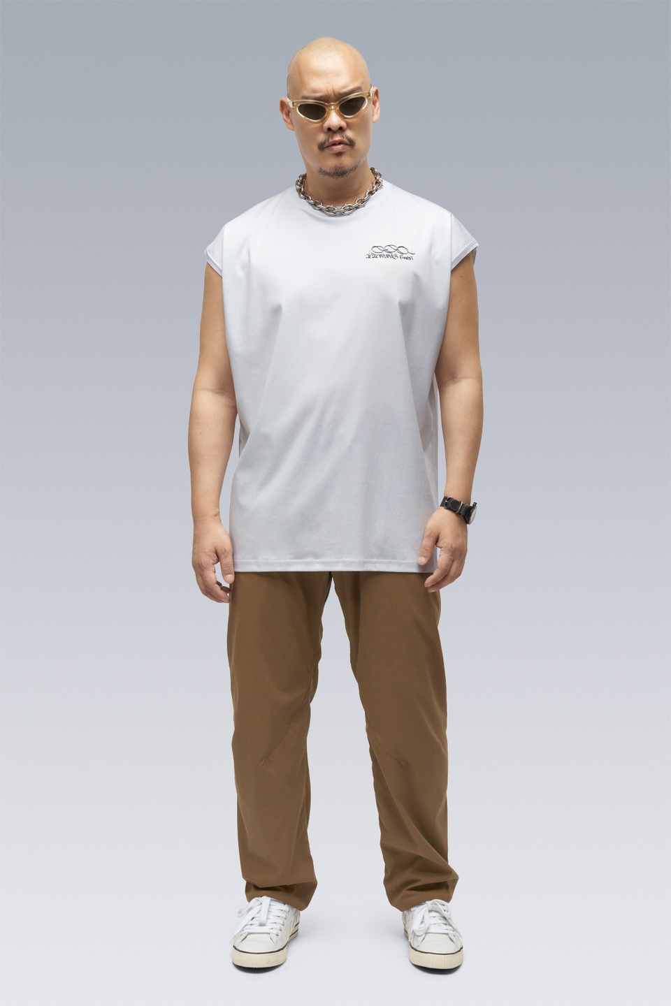 S25-PR-A 100% Cotton Mercerized Sleeveless T-shirt White - 1