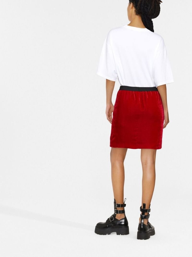 logo waistband velvet dress - 6