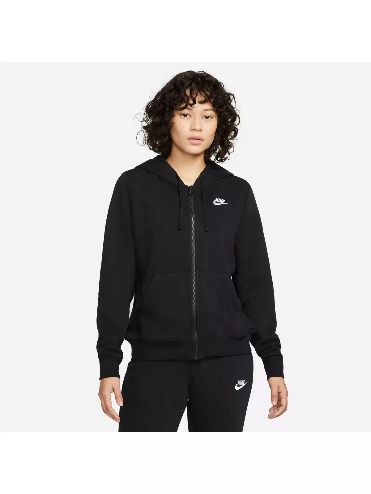Women's Sportswear Club Fleece Full-Zip Hoodie-Black - 4