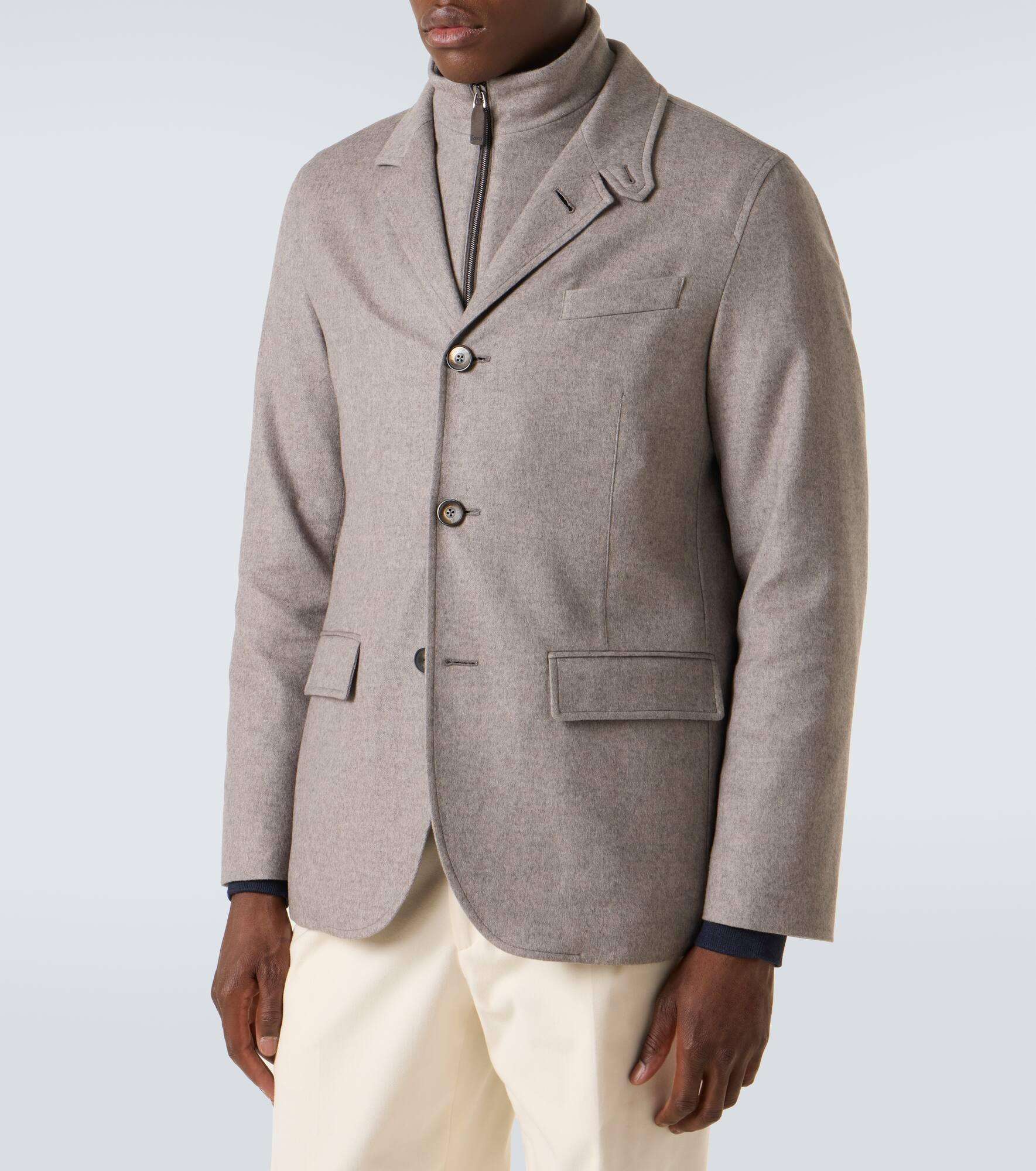 Layered silk and cashmere blazer - 3