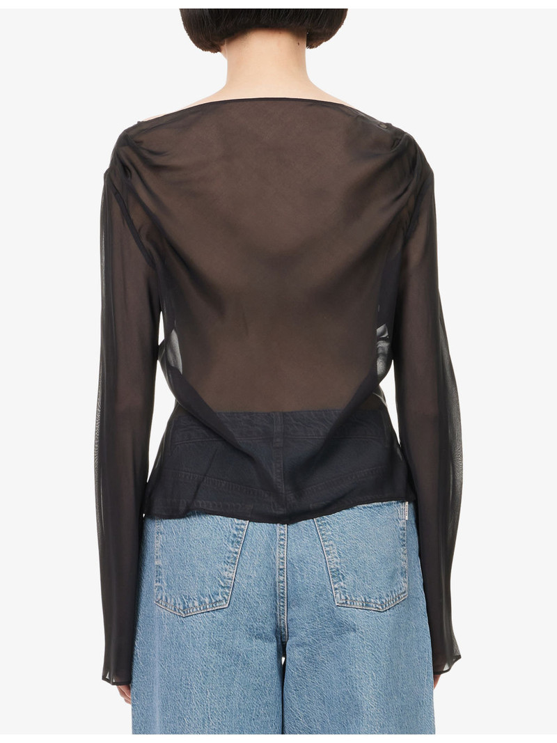 Strobe Cowl-Neck Silk Top 4