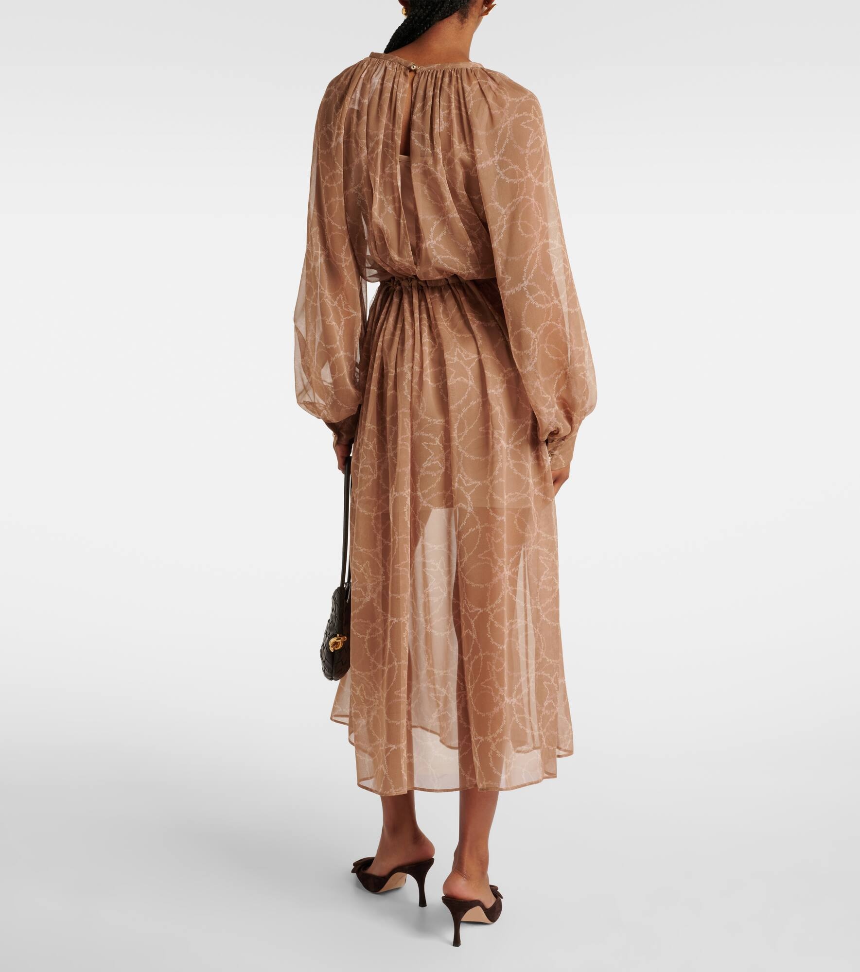 Sheer silk georgette midi dress - 3