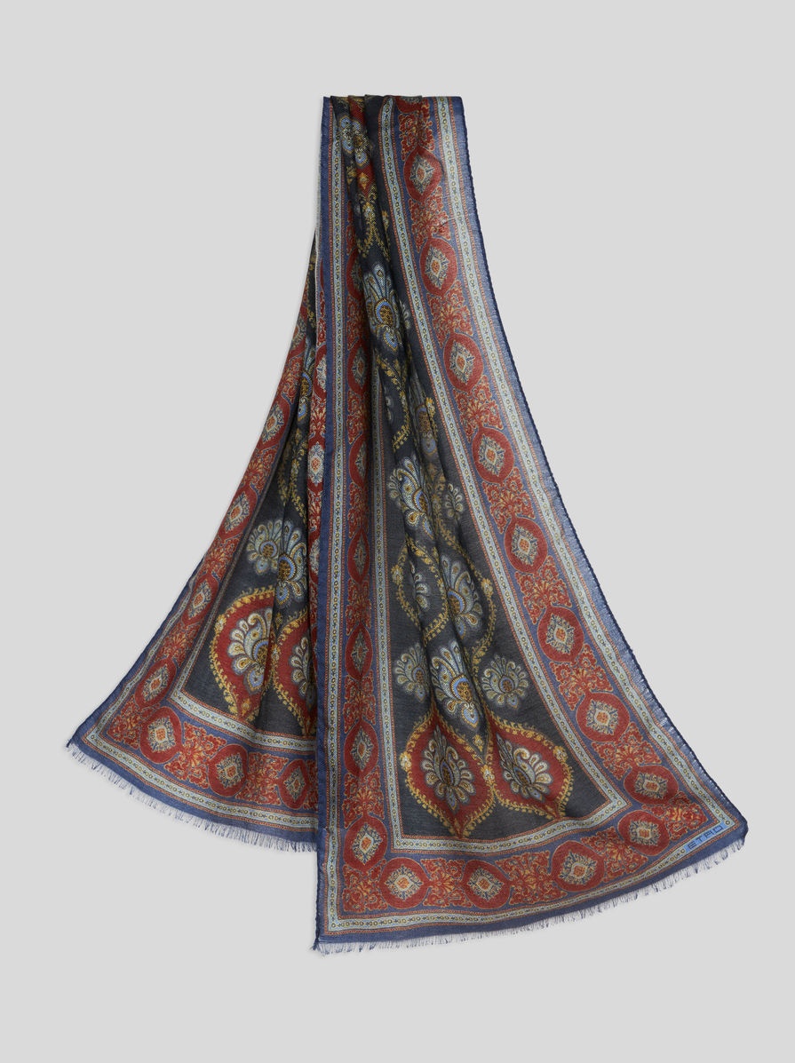 PRINTED SILK AND CASHMERE SCARF - 1