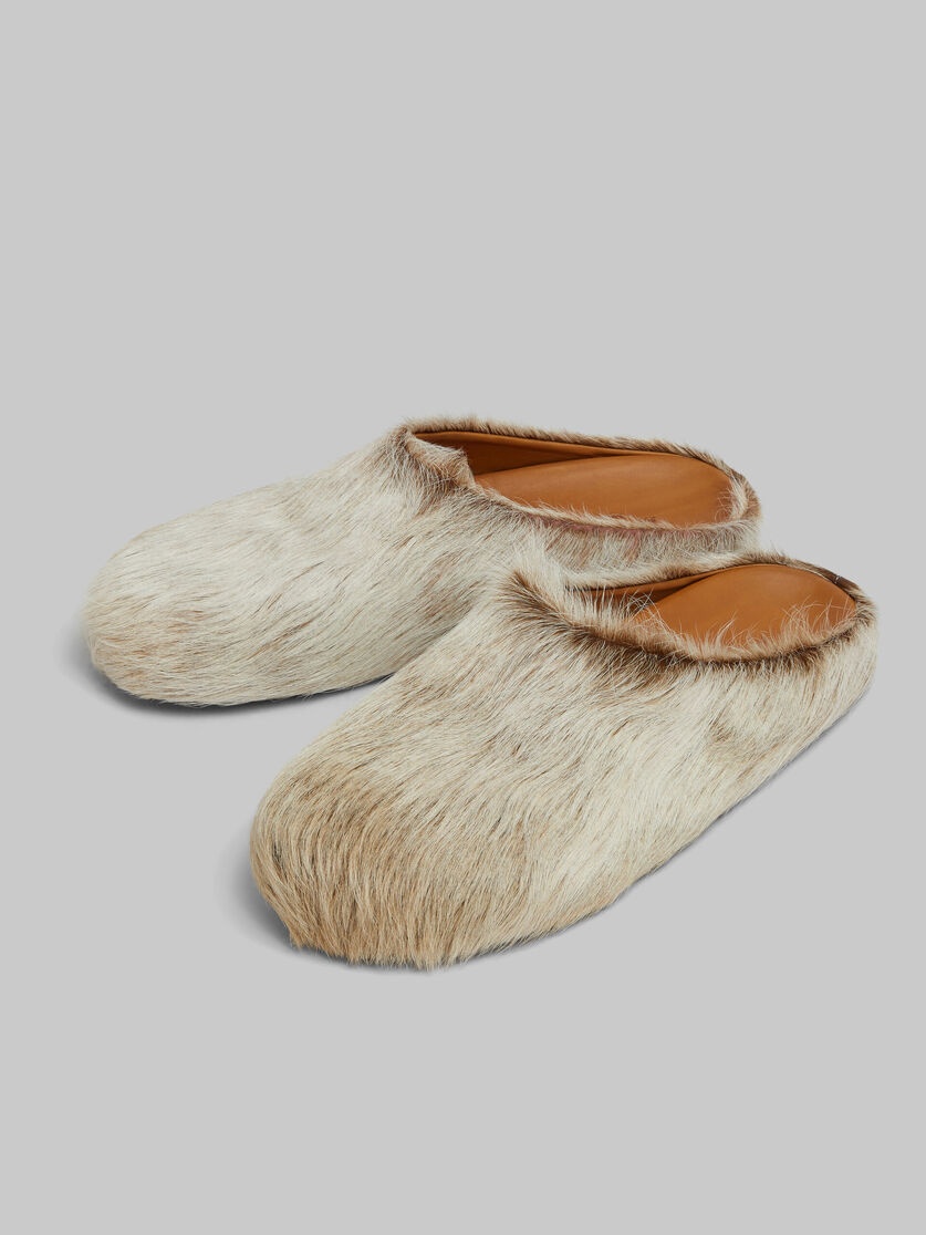 BEIGE LONG HAIR CALFSKIN FUSSBETT SABOT - 5